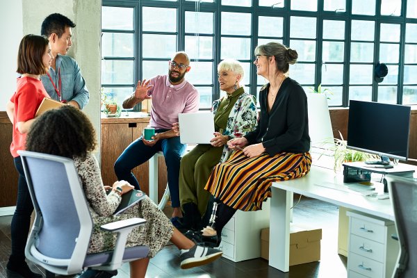 Employees sitting in an office