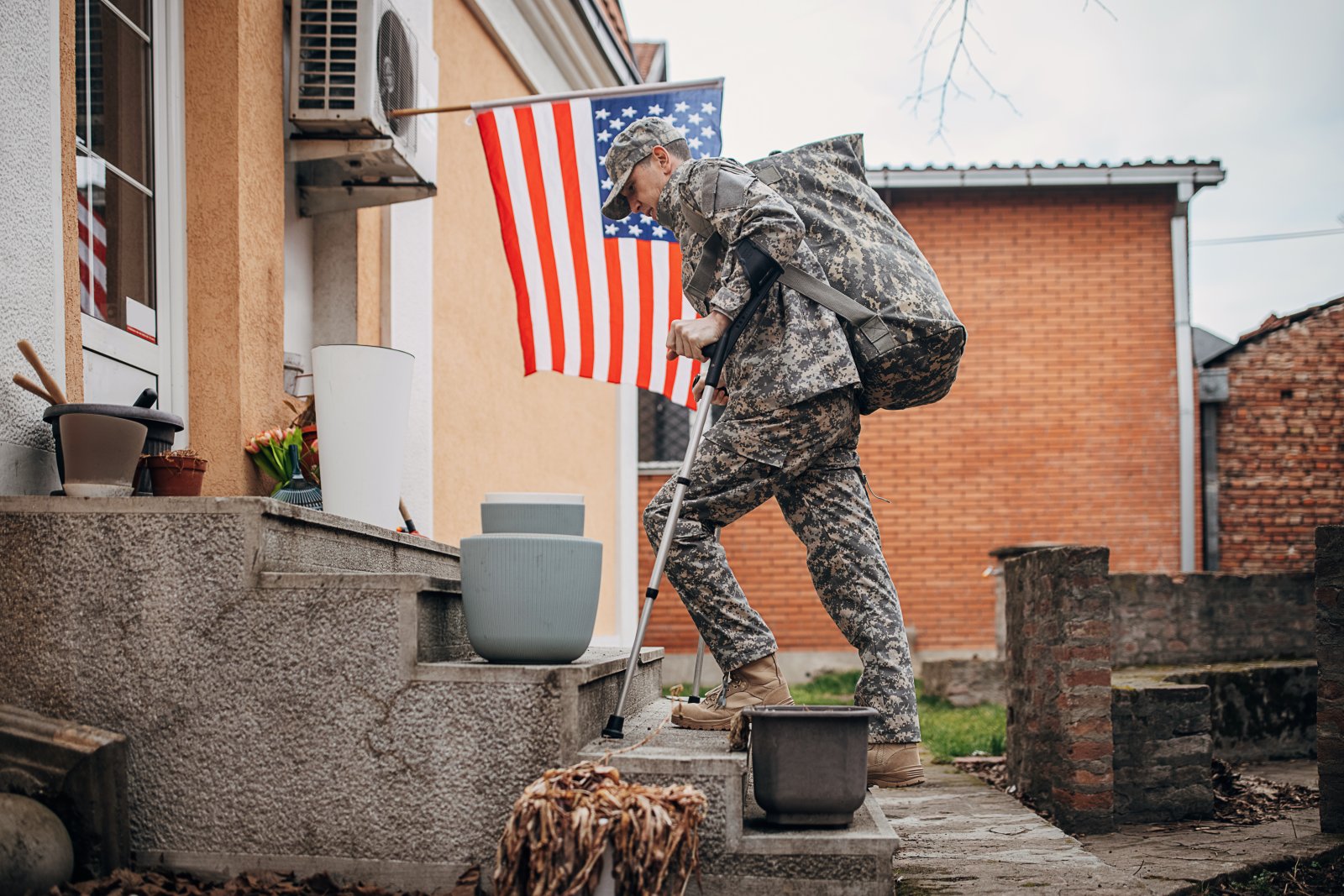 Injured Soldier Coming Home To His Family After The War